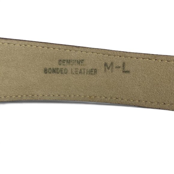 Vintage Corset Style Belt Croc-Embossed Bonded Leather Brown M-L Silver Buckle - Picture 3 of 4